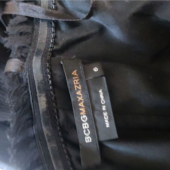 🔥 BCBGMAXAZRIA 100% SILK BLACK STRAPLESS OPEN SHOULDER BABY DOLL MINI DRESS 6 - Picture 7 of 9